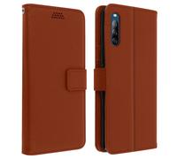Avizar Housse pour Sony Xperia L4 Étui Folio Porte carte Support Vidéo Marron