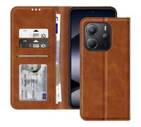 Avizar Housse pour Xiaomi Redmi Note 14 4G Portefeuille et Support Vidéo Marron