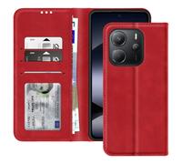 Avizar Housse pour Xiaomi Redmi Note 14 4G Portefeuille et Support Vidéo Rouge