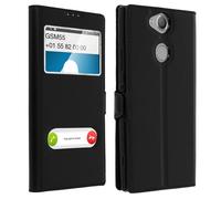 Avizar Housse Xperia XA2 Étui Double Fenêtre Coque Silicone Gel Noir