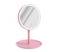 Avizar Miroir de Maquillage Rond à LED sur Pied avec Commande Frontale Rose