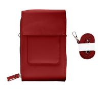 Avizar Pochette Bandoulière Smartphone en Simili cuir Sangle 130cm Rouge