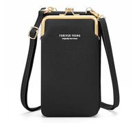 Pochette Bandoulière Smartphone Simili cuir grainé Multi-compartiments Noir