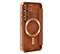 Avizar, Pochette Portefeuille Samsung S24 Compatible MagSafe Protection RFID, Marron clair