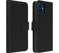 Avizar, Portefeuille Flip Cover, Etui à rabat en similicuir pour Apple iPhone 12 Mini, Noir