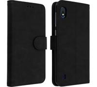 Avizar, Portefeuille Flip Cover, étui à rabat en similicuir pour Samsung Galaxy A10, Noir