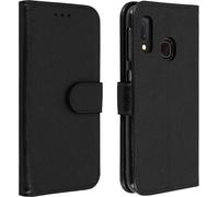 Avizar, Portefeuille Flip Cover, étui à rabat en similicuir pour Samsung Galaxy A20e, Noir
