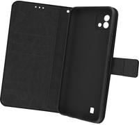 Avizar, Realme C11 2021 Étui rétro en similicuir, étui aspect daim, noir
