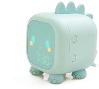 Avizar, réveil enfant Mon Petit Dino avec veilleuse & double alarme, bleu