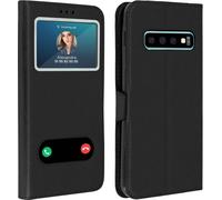 Avizar, Samsung Galaxy S10 Plus Flip Cover double fenêtre et fonction stand, noir