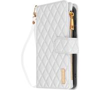 Avizar, Samsung Galaxy S24 / S25 Etui à rabat + compartiment zippé, Blanc