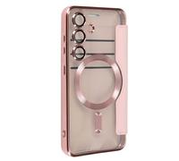 Avizar, Samsung S24 Portefeuille Étui MagSafe Compatible Protection RFID, Rose clair