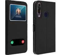 Avizar, Wiko View 3 Pro Flip Cover double fenêtre et fonction stand, Noir