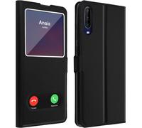 Avizar, Wiko View 4 / 4 Lite Couverture Flip double fenêtre & fonction stand, Noir