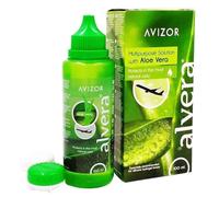 AVIZOR Alvera liquide pour lentilles de contact 1 × 100 ml avec étui. Solution pour le nettoyage et la désinfection de tous les types de lentilles de contact souples. Format de voyage.