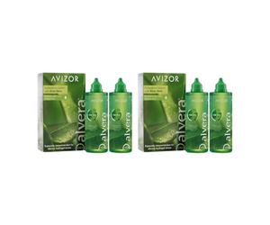 AVIZOR ALVERA PACK 4X350 ml - Solution à l'Aloe Vera pour Nettoyage et Désinfection des Lentilles de Contact - Protection Naturelle - Convient à Tous les Types de Lentilles de Contact Souples