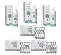 Avizor Saline - Mega Pack Économique - 3 flacons de 350ml + 3 boîtes de 30x5ml - Solution saline pour rincer, hydrater et entretenir vos lentilles de contact
