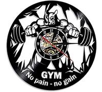 AVJERA 1 Pièce Pas De Douleur Pas De Gain Vinyle Horloge Gym Horloge Murale Fitness Vinyle Record Home Decor Wall Art Musculation Amant Cadeau Fait À La Main