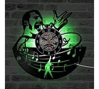 AVJERA ELD Queen Rock Band Horloge Murale Design Moderne Musical Rock Vintage Vinyle Record Horloges avec 7 Changement De Couleur LED Salon Décor Cadeau Fête des Mères Cadeaux Art Montres