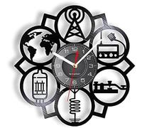 AVJERA Radio Amateur Satellite Association Horloge Murale en Coupe LP Record Amateurs de Physique LED rétro-éclairage Moderne Montre Murale Hommes