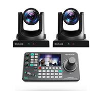 AVKANS Lot de 30 Kits de caméra NDI PTZ - 2 caméras NDI 30X avec 1 contrôleur de Joystick IP pour la Production vidéo en Direct d'église (2 AV-CM30-NDI et 1 AV-Joy-IP)