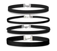 AVKGCZ Assortiment de 4 colliers ras du cou élégants noirs tendance pour porter au quotidien, rendez-vous et fêtes