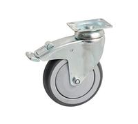 AVL RHA10293 Roulette Caoutchouc pivotante Ø125 à Platine rectangulaire + Frein Charge 100 kg-550843O