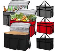 AVLA Lot de 3 sacs isothermes de livraison de nourriture, 77 L, XXXL, réutilisables, sacs isothermes pliables avec poignée solide et fermeture éclair pour la restauration, le shopping, les voyages