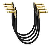 AVLA Lot de 4 câbles de raccordement pour guitare, câble plat de 30,5 cm, câble d'instrument de pédale à profil bas, connecteur à angle droit doré pour pédale d'effets, accessoires de guitare, ultra