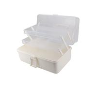 Avlcoaky Grande boîte de rangement en plastique à 2 plateaux pour matériel de pêche et loisirs créatifs avec compartiments (boîte de rangement blanche à 3 niveaux)