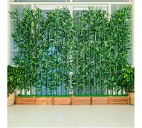 AVLLSO Bambou Artificiel Mur de Verdure de clôture de la Vie privée de la Plante, Faux Arbre de Bambou avec Base en Bois, Jardin intérieur extérieur décor(1.8m Tall,50x18x18.5cm-10 Pole)