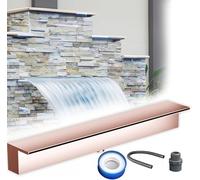 AVLLSO Kit de lames de cascade de bassin Acier inoxydable, Piscine Cascade Spillway avec des accessoires, Pulvérisateur de piscine murale pour jardin/patio/terrasse(Pink,L 16in/40cm)