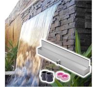 AVLLSO Lame d'eau rectangulaire Boîte de Sortie de Chute d'eau Flush Mount Spillway, Fontaine de Cascade extérieure pour Patio Deck Garden Villas Yard Decor(Silver,130cm/51in L)