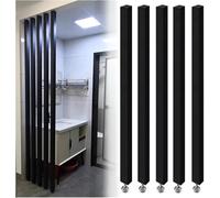 AVLLSO Panneaux de séparation de Chambre Poteau de séparation en aluminium noir avec pied réglable, 70-240 cm de haut Colonnes de grille de décoration de séparateur de pièce du sol au plafond(5 Pack,7