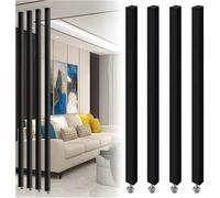 AVLLSO Panneaux de séparation de Chambre Poteau de séparation en aluminium noir avec pied réglable, 70-240 cm de haut Colonnes de grille de décoration de séparateur de pièce du sol au plafond(4 Pack,2