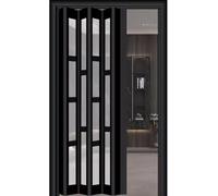 AVLLSO Porte Placard Pliante 50 60 70 80 90 100 110 120 150 180cm Largeur, Portes Pliantes coulissantes PVC avec Lock, Panneaux coulissants Portes Placard(Black-2,WxH 68x80in(171x203cm))