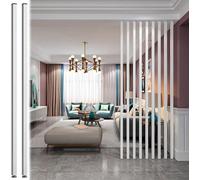 AVLLSO Séparateur de pièce Poteau Mural du Sol au Plafond, Décor d'entrée de séparation de Lattes en Bois, Écran de séparation en Bois Blanc Moderne et Simple(2pcs,70cm/27.5in/2.3ft Height)