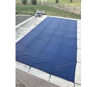 AVLSO Bâche de Piscine Couverture de sécurité de Piscine d'hiver avec Ancres et Outils en Laiton, Couvertures de réseau de Feuilles de Piscine(5m x 7m/16ft x 23ft)