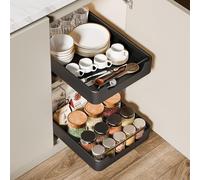 Avmvnvc Tiroir Coulissant Cuisine, Panier Coulissant pour Placard de Cuisine, Telescopique Tiroir Cuisine sans Perçage, 1 Unité Rangement de Cuisine Coulissant (Noir, 42 cm x 30 cm x 6 cm)