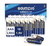 avmzvo Lot de 16 piles AAA, LR03, alcalines 1,5 V, puissance durable