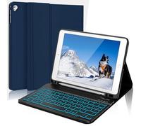 AVNICUD Clavier pour iPad 9.7", iPad 6ème/5ème Génération 2018/2017, iPad Air 2/1, Étui Clavier pour iPad Pro 9.7 AZERTY Français Amovible Coque Clavier avec Rétroéclairé, Bleu foncé