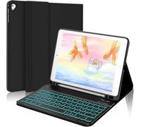 AVNICUD Clavier pour iPad 9.7", iPad 6ème/5ème Génération 2018/2017, iPad Air 2/1, Étui Clavier pour iPad Pro 9.7 AZERTY Français Amovible Coque Clavier avec Rétroéclairé, Noir