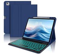 AVNICUD Clavier pour iPad Air 11" 2024/2025 (M2/M3)/ Air 5ème/4ème génération 10.9" avec Rétroéclairé, Coque Clavier pour iPad Pro 11" 4/3/2/1 Gen, Clavier Français AZERTY Magnétique, Bleu Foncé
