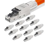 AVNSCNK Lot de 12 fiches Cat 7 RJ45 Cat 7 NS-7 vers borne de coupe (LSA), contacts plaqués or, fiche réseau Cat7 sans outil, connecteur LAN 10 Gbps pour câbles patch, câbles de pose