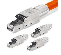AVNSCNK Lot de 4 fiches Cat 7 RJ45 NS-7 vers borne de coupe (LSA), contacts plaqués or, fiche réseau sans outil, connecteur LAN 10 Gbps pour câble patch