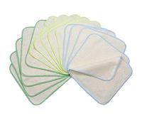 avo+cado Lot de 15 gants de toilette réutilisables en flanelle de coton bio pour remplacer les lingettes humides - Petites mini serviettes en coton lavables (couleur : vert)