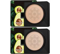 Avocado Air Cushion Cream, Air Cushion CC Cream Mushroom Head, CC Concealer Foundation, Moisturizing Waterproof Face Makeup (2pcs)