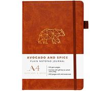 Avocado and Spice Carnet de croquis A4 en similicuir uni avec boîte cadeau et pochette en velours - Carnet de croquis A4 pour artistes - Bloc de dessin 200 pages épaisses (marron, uni)