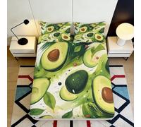 Avocado Fruit Drap Housse Impression 3D Microfibre Doux Extensible | 160x200x25cmInstallation Facile Présent Familial Décor Chambre Anti-Froissement