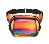 Avocado On Green PlatewaistBag pour homme et femme - Sac banane double réglable pour voyage, sport et quotidien, Verre coloré coucher de soleil, Taille unique
